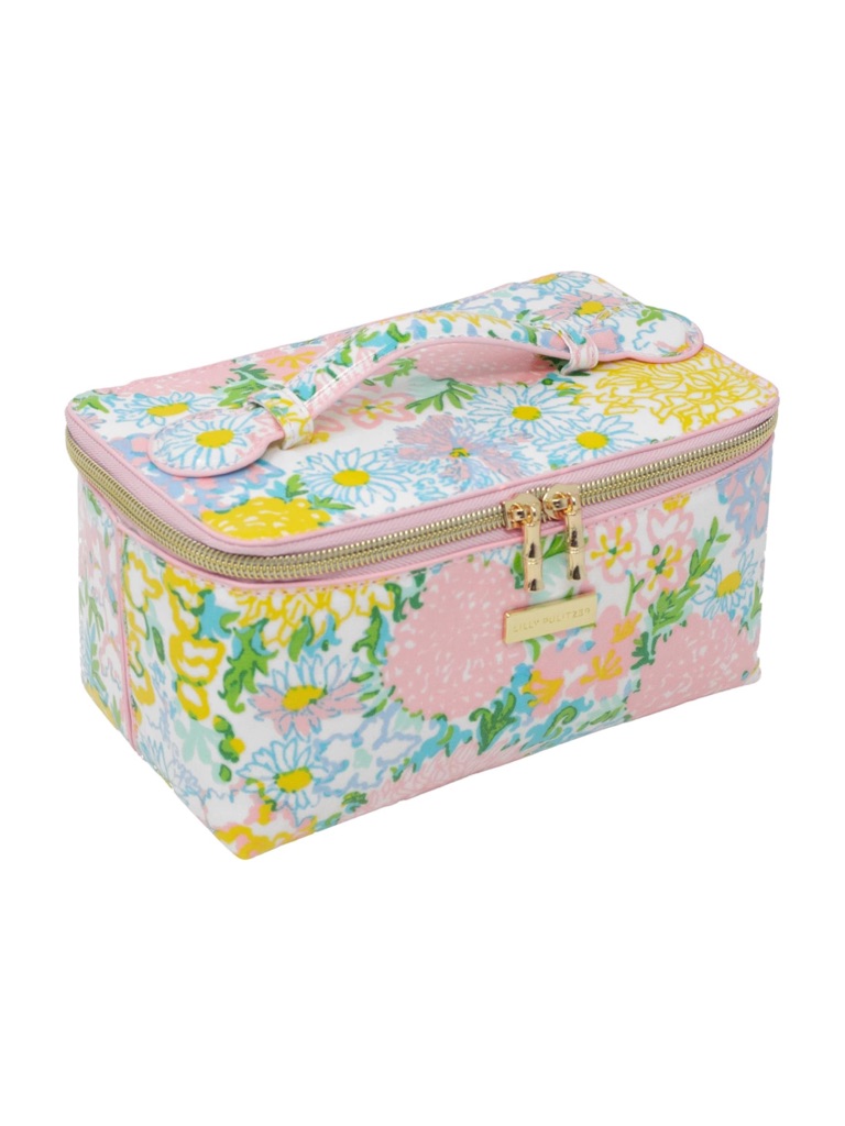 New Lilly Pulitzer Pink Floral Comestic Travel Vanity Bag